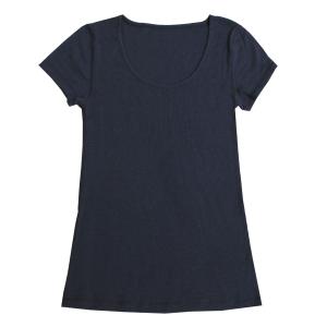 Mørkeblå t-shirt i merinould til kvinder. 